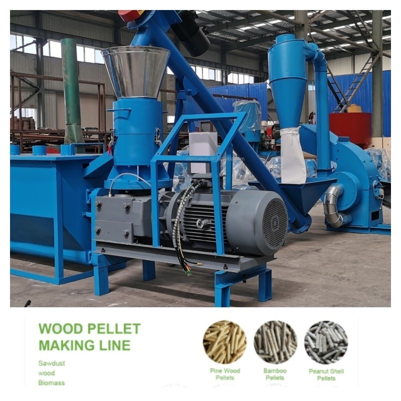 100-1200kg/H Wood Pellet Maker 22-55KW Wood pellet line with قابل تنظیم اندازه